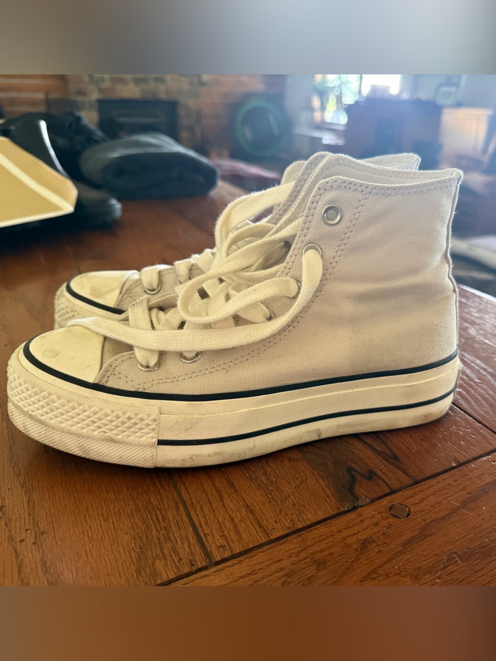 Converse White High-Top Canvas Platform Sneakers